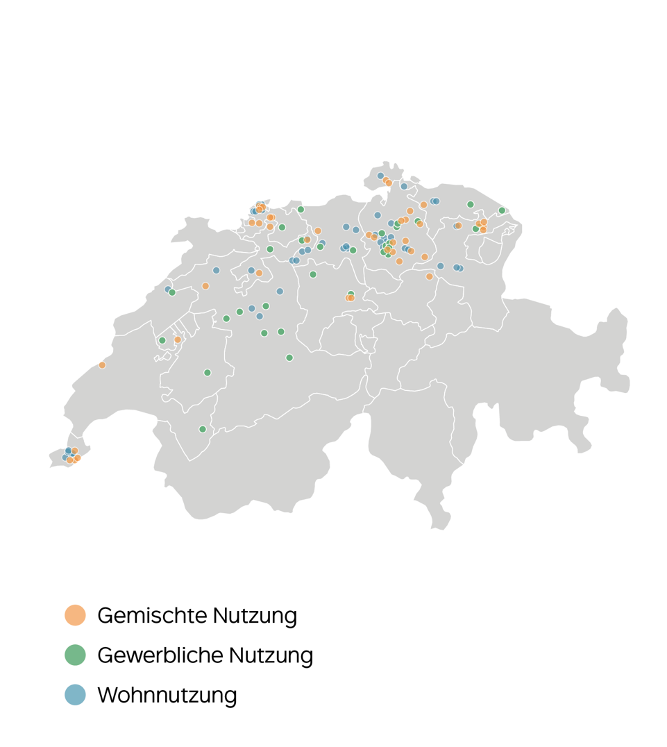 Profond Anlagestiftung: Karte mit den Immobilien in der Schweiz 2025