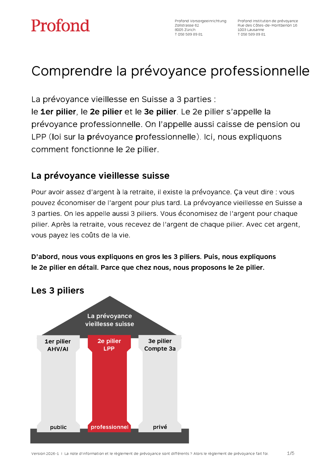 Comprendre la prevoyance professionelle