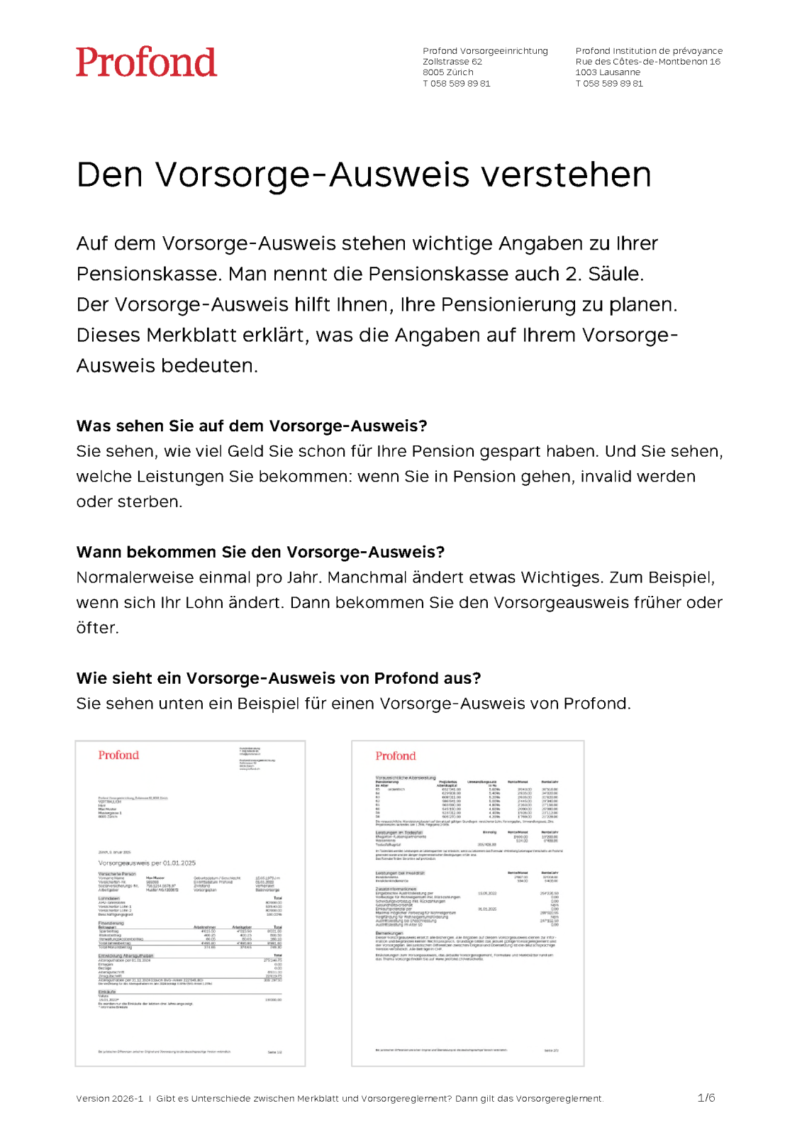 Den Vorsorge-Ausweis verstehen