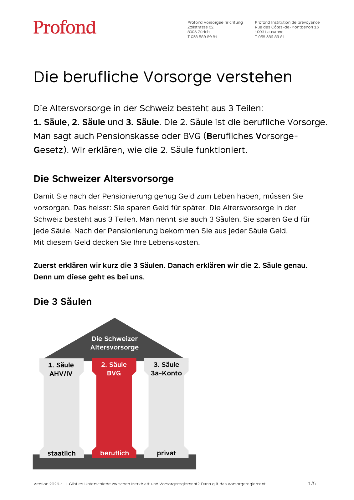 Die berufliche Vorsorge verstehen